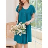 Ekouaer House Dress for Women with Pockets Short Sleeve Moo Moos Nightgowns(Blue Green)
