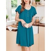 Ekouaer House Dress for Women with Pockets Short Sleeve Moo Moos Nightgowns(Blue Green)