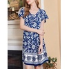 Ekouaer House Dress for Women with Pockets Short Sleeve Moo Moos Nightgowns(Bohemian Flowers Blue)