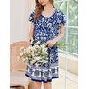 Ekouaer House Dress for Women with Pockets Short Sleeve Moo Moos Nightgowns(Bohemian Flowers Blue)