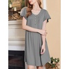 Ekouaer House Dress for Women with Pockets Short Sleeve Moo Moos Nightgowns(Dark Grey)