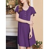 Ekouaer House Dress for Women with Pockets Short Sleeve Moo Moos Nightgowns(Deep Purple)