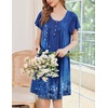 Ekouaer House Dress for Women with Pockets Short Sleeve Moo Moos Nightgowns(Ethnic Print Blue)