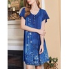 Ekouaer House Dress for Women with Pockets Short Sleeve Moo Moos Nightgowns(Ethnic Print Blue)