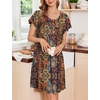 Ekouaer House Dress for Women with Pockets Short Sleeve Moo Moos Nightgowns(Ethnic Print Brown)