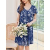 Ekouaer House Dress for Women with Pockets Short Sleeve Moo Moos Nightgowns(Floral Blue)