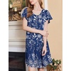 Ekouaer House Dress for Women with Pockets Short Sleeve Moo Moos Nightgowns(Floral Blue)