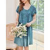 Ekouaer House Dress for Women with Pockets Short Sleeve Moo Moos Nightgowns(Floral Blue Green)