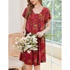 Ekouaer House Dress for Women with Pockets Short Sleeve Moo Moos Nightgowns(Floral Dark Red)