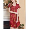 Ekouaer House Dress for Women with Pockets Short Sleeve Moo Moos Nightgowns(Floral Dark Red)