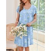 Ekouaer House Dress for Women with Pockets Short Sleeve Moo Moos Nightgowns(Floral Light Blue)