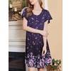 Ekouaer House Dress for Women with Pockets Short Sleeve Moo Moos Nightgowns(Floral Purple)