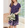 Ekouaer House Dress for Women with Pockets Short Sleeve Moo Moos Nightgowns(Floral Purple)