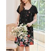 Ekouaer House Dress for Women with Pockets Short Sleeve Moo Moos Nightgowns(Flower Black)