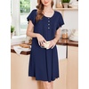 Ekouaer House Dress for Women with Pockets Short Sleeve Moo Moos Nightgowns(Navy Blue)