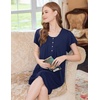 Ekouaer House Dress for Women with Pockets Short Sleeve Moo Moos Nightgowns(Navy Blue)