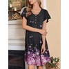 Ekouaer House Dress for Women with Pockets Short Sleeve Moo Moos Nightgowns(New Cherry Blossoms Black)