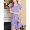 Ekouaer House Dress for Women with Pockets Short Sleeve Moo Moos Nightgowns(Small Florals Purple)