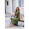 Ekouaer Long Nightgowns For Women Short Sleeve Midi Nightgown With Pockets(Army Green)