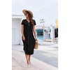 Ekouaer Long Nightgowns For Women Short Sleeve Midi Nightgown With Pockets(Black)
