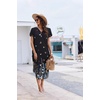 Ekouaer Long Nightgowns For Women Short Sleeve Midi Nightgown With Pockets(Butterfly Flowers)