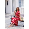 Ekouaer Long Nightgowns For Women Short Sleeve Midi Nightgown With Pockets(Christmas Elk)