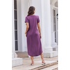 Ekouaer Long Nightgowns For Women Short Sleeve Midi Nightgown With Pockets(Eggplant Purple)