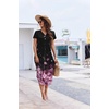 Ekouaer Long Nightgowns For Women Short Sleeve Midi Nightgown With Pockets(Flower Black Pink)