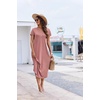 Ekouaer Long Nightgowns For Women Short Sleeve Midi Nightgown With Pockets(Gray Purple Red)