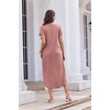 Ekouaer Long Nightgowns For Women Short Sleeve Midi Nightgown With Pockets(Gray Purple Red)