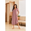 Ekouaer Long Nightgowns For Women Short Sleeve Midi Nightgown With Pockets(Gray Purple Red)