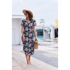 Ekouaer Long Nightgowns For Women Short Sleeve Midi Nightgown With Pockets(Hawaii)