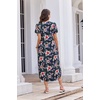 Ekouaer Long Nightgowns For Women Short Sleeve Midi Nightgown With Pockets(Hawaii)