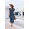Ekouaer Long Nightgowns For Women Short Sleeve Midi Nightgown With Pockets(Navy)