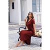 Ekouaer Long Nightgowns For Women Short Sleeve Midi Nightgown With Pockets(Wine Red)