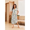 Ekouaer Long Nightgowns For Women Short Sleeve Midi Nightgown With Pockets(Yellow Leaves)
