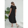 Ekouaer Long Nightgowns for Women V Neck Moo Moos House Dress with Pockets(Black)