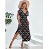 Ekouaer Long Nightgowns for Women V Neck Moo Moos House Dress with Pockets(Black Floral)
