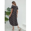 Ekouaer Long Nightgowns for Women V Neck Moo Moos House Dress with Pockets(Black Floral)