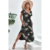 Ekouaer Long Nightgowns for Women V Neck Moo Moos House Dress with Pockets(Black Red Floral)