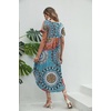 Ekouaer Long Nightgowns for Women V Neck Moo Moos House Dress with Pockets(Blue Circle)