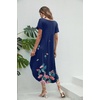 Ekouaer Long Nightgowns for Women V Neck Moo Moos House Dress with Pockets(Blue Flower)