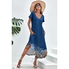 Ekouaer Long Nightgowns for Women V Neck Moo Moos House Dress with Pockets(Blue Positioned Circle)