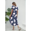 Ekouaer Long Nightgowns for Women V Neck Moo Moos House Dress with Pockets(Blue Tie Dye)