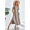 Ekouaer Long Nightgowns for Women V Neck Moo Moos House Dress with Pockets(Brown Leopard)