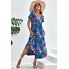 Ekouaer Long Nightgowns for Women V Neck Moo Moos House Dress with Pockets(Dark Blue Tie Dye)