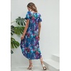 Ekouaer Long Nightgowns for Women V Neck Moo Moos House Dress with Pockets(Dark Blue Tie Dye)