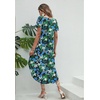 Ekouaer Long Nightgowns for Women V Neck Moo Moos House Dress with Pockets(Dark Green Floral)