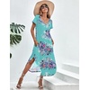 Ekouaer Long Nightgowns for Women V Neck Moo Moos House Dress with Pockets(Flower Blue)