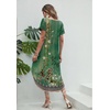 Ekouaer Long Nightgowns for Women V Neck Moo Moos House Dress with Pockets(Green Floral)